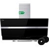 KKT KOLBE Cappa aspirante inclinata HERMES9005S, 90 cm, nero argento | SensorTouch, Spegnimento ritardato, Vetro, Acciaio inossidabile, filtro al carbone incluso