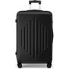 LEADZM Valigia Grande 23 kg Rigida (Nero, XL/75CM) | Trolley Bagaglio a Mano in ABS, Suitcase con 4 Ruote Girevoli Doppie