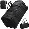 Boniffyy 100/120L Borsone da Viaggio con Ruote Zaino Trolley Palestra Grande Borsa Sportiva Impermeabile Morbida Valigia Tessuto da spalla Pieghevole travel backpack Duffle Bag with Wheels，Nero：Grande