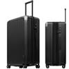 LEVEL8 Valigia Cabina Leggera con Rotelle Bagaglio a Mano 100% Policarbonato, Valigia Rigida Valigia da Viaggio con TSA, 4 Rotelle(76CM, 104-115L,Nero)