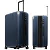 LEVEL8 Valigia Cabina Leggera con Rotelle Bagaglio a Mano 100% Policarbonato, Valigia Rigida Valigia da Viaggio con TSA, 4 Rotelle(76CM, 104-115L,Blu)