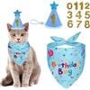 GWEOR Set Compleanno Cane e Gatto: Bandana Blu e Cappello con Numeri Adesivi - Accessori Festa per Cani Piccoli e Medi - Decorazioni Riutilizzabili e Regolabili per Compleanno Animali Domestici,M
