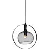 GTV XALIS Lampadario a sospensione Ø 30 cm - paralume in metallo nero nell'anello, 1 × E27, IP20, cavo regolabile in altezza; mix moderno/retrò per tavolo da pranzo, isola della cucina, soggiorno e