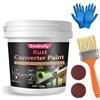 Smdrafy 300ml Convertitore di Ruggine, 2 in 1 rimozione antiruggine Nera e Primer | Resistente alle Intemperie, con Panno abrasivo e Pennello, Vernice Inibitore della Ruggine per Metallo e Auto Bicicletta