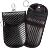 HORREX 2 Pezzi Porta Chiavi Protezione Keyless Portachiavi Uomo Antifurto | Borsa con Blocco del Segnale RFID Portatile Stile Fibra di Carbonio con Gancio e Anello per Clés y Cartes de Crédit, Nero