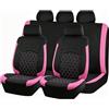 Mulcort Coprisedili per auto, in pelle PU, set completo, universale, 9 pezzi, compatibili con airbag, per tutte le stagioni, inclusi copri poggiatesta e ganci (rosa)