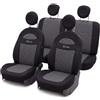 Rivextauto ZENIT Coprisedili Fiat 500 dal 2007 al 2025 Su Misura - Set Completo Copri Sedile Auto Anteriori e Posteriori + 5 Copri Poggiatesta, Posteriore Intero o Diviso - Antracite