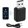 Ignara Adattatore Bluetooth 5.1 per auto con ingressi AUX e USB, cavo audio da 3,5 mm, ricevitore Bluetooth Plug and Play, per chiamate in vivavoce, musica e navigazione e trasmissione TV per auto