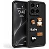 BOKYAS Cover Airbag per Motorola Moto G67/G77/G87 | Custodia in silicone TPU morbido con Orsetto Teddy, design Cartoon, antiurto e antiscivolo, Protezione Obiettivo, Nero