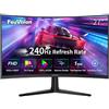 FeuVision Monitor curvo da gaming da 27 pollici, 240 Hz, schermo FHD 1080p | Tempo di risposta di 1 ms, contrasto 4000:1, schermo PC senza cornice, Adaptive Sync, filtro luce blu, 120% sRGB
