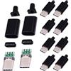 Opatiny Connettore USB C maschio a scheda PCB, 10 pezzi, tipo a saldare | USB C maschio a PCB, confezione da 10 pezzi, guscio nero o bianco, design a 4 pin, supporto trasferimento dati veloce