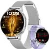 AIMIUVEI Smartwatch Donna Salute, ECG/HRV/BMI, Pressione Sanguigna, Argento | Orologio Piccolo con 1,32 AMOLED, Frequenza Cardiaca, SpO2, Sonno, Fisiologia Feminile, Micro-Check, 130+ Sport, Android iOS