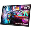 Prechen Monitor 27 Pollici, 2K Monitor Portatile Touchscreen 100Hz, 2560×1440 | Grande Display Portatile IPS QHD 100% sRGB,Supporto Regolabile a 90°, USB-C, HDMI, Monitor Gaming