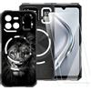 ESACMOT Vetro temperato e custodia per Doogee Blade GT - Leone 2 | 6.72 Custodia morbida con motivo e 2 pellicole protettive per schermo, scudo ultra trasparente antigraffio