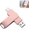 Muvic Chiavetta USB 128 GB, chiavetta USB C in metallo rosa, USB 3.1 per | Custodia in metallo, 70 x 17 x 10 mm, doppia interfaccia, formato compatto, trasferimento di foto video documenti