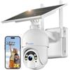 Ctronics 5MP Telecamera Wifi Esterno Senza Fili, Pannello Solare da 6W | Allarme Sonoro e Visivo, Auto-Tracking, PC/APP, 30m Visione Notturna a Colori, Rilevamento Umani, FTP/128 TF/Cloud, IP66
