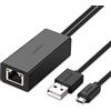 homee UGREEN Adattatore Rete per TV Stick, Chromecast 1, Chromecast 2, Chromecast Ultra, Adattatore USB Rete Ethernet Adapter Micro USB a RJ45 LAN con Cavo di Alimentazione USB 2.0.