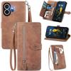 MOJIA Custodia Portafoglio per TCL NxtPaper 70 Pro, Pelle PU Flip Cover per Telefono con Guscio Interno in TPU, Multifunzione Porta Carte con Cinturino Polso. Marrone