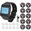 VBESTLIFE Sistemi Cercapersone per Chiamate Wireless per Ristoranti, Ricevitore Orologio LCD con Campanelli da Scrivania da 10 Pezzi 4 Tasti, Resistente All'acqua IPX4, per Ristorante di (BLACK)