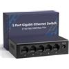 YuanLey Switch di Rete Ethernet Gigabit a 5 Porte, Montaggio a Parete | Switch di Rete Non Gestito a 5 Porte 10/100/1000 Mbps, Hub di Rete Domestica, Struttura in Metallo Senza Ventola, Plug & Play
