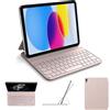 HOU Cover con tastiera Smart Folio per iPad A16 e iPad 10ª generazione | Sottile e leggera, semi-silicone, 2 angoli di visione, Rosa; per iPad A16 11″ (2025) e iPad 10ª generazione 10,9″ (2022)