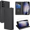 Vauki Cover per Samsung Galaxy S23 Plus 5G con 1 Vetro Temperato Custodia in Pelle PU Slot Schede Flip TPU Silicone Case Supporto Stand Magnetica Antiurto Caso per Samsung Galaxy S23 Plus 5G 6.6,Nero
