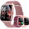 CASCHO Smartwatch Donna, 1.85'' Orologio Smartwatch con Effettua/Risposta Chiamate, 120+ Sportive Smart Watch con Contapassi/Sonno, Fitness Tracker per iOS Android - Elegante oro rosa