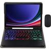 GUPENAA Custodia con Tastiera per Samsung Galaxy Tab A8 10.5'' 2022 (SM-X200/X205/X207) con Touchpad, 7 Colori Retroilluminati, Tastiera Bluetooth Wireless Rimovibile Magnetica con Mouse,Nero