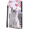 SEHEYA Custodia a Libro per iPhone 14 Pro Flip Cover, Gatto bianco | Portafoglio in Pelle PU con Motivo Carino Flip Case Borsetta Portacarte Interne Fibbia Magnetica Protezione Caso