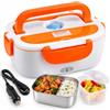 Generico Scaldavivande Elettrico 12V 40W, Lunch Box Termico Portatile 1,05 L con Scomparti, Portapranzo Riscaldante per Auto Camion e Viaggio, Contenitore Porta Pranzo con Manico - Arancione