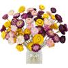 Fairblo 60 Pezzi Fiori Secchi Decorativi per Vaso Margherita Colorato con Stelo | Fiori Secchi Naturali 37 cm Fiori Stabilizzati Decorazioni Autunnali per la Casa Vaso Feste Fai da Te DIY Decor