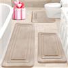 Jyswx Set di 3 tappeti da bagno, in memory foam, antiscivolo e assorbente, lavabili, morbidi e ad asciugatura rapida, per doccia, WC e vasca da bagno, cammello