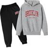 Generic Tuta da ginnastica per bambini e ragazze, 2 pezzi, con cappuccio, Brooklyn New York, set di tute da viaggio con grafica casual, pantaloni della tuta invernali e autunnali, felpa 2025