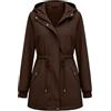 HEMNACU Giacca da mezza stagione da donna, idrorepellente, lunga, antivento, leggera, parka con cappuccio, per primavera, estate, autunno, impermeabile, tipo trench