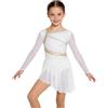 Freebily Vestito da Pattinaggio Artistico Bambina Maniche Lunghe Abito da Balletto Ballo Lirico Contemporaneo Body Ginnastica Ritmica Costume da Ballo Latino Tango