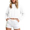 Uwdiohq Felpa Corta da Donna, Casual, A Maniche Lunghe, con Tasca Rossa Strass Donna Invernale Cerniera Pile Cotone Primavera Lunga Essentials Cappuccio Zip Trekking Orsetto Estiva Aperta Bianca