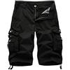 tacniseyw Pantaloncini cargo da uomo con elastico in vita con fibbia per cintura e abbottonatura, pantaloni corti da lavoro da uomo, pantaloni cargo lunghi al polpaccio, pantaloni casual con tasche