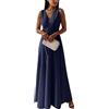 Tomwell Vestito da Cerimonia Donna Eleganti Lunghi con Spacco Laterale Abiti da Damigella Scollo a V Senza Maniche Vestiti Tinta Unita Abito Cocktail Mare Spiaggia