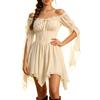 Generisch Vestito rinascimentale da donna, in stile medievale, con spalle scoperte, maniche a campana, vita elasticizzata, corsetto in chiffon, a maniche lunghe, mini abito da pirata