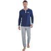 Lonsdale Pigiama Lungo Uomo in Cotone Interlock in Varie Fantasie | pigiama uomo lungo cotone interlock maniche scollo serafino henley invernale casa notte pantalone elastico vita polsini