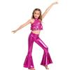 Kaerm Ragazze Completi Sportivi da Danza Moderna Jazz Hip Hop Tuta da Ballo Latino Americano Tango con Paillettes Lucide Crop Top da Ginnastica + Pantaloni Leggings