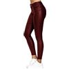 Onsoyours Pantaloni Donna Leggings in Pelle Pantaloni Ecopelle Collant Sexy Leather Pants Sexy Slim Vita Alta Pantaloni Elastici in Pu Basic Vino Rosso L