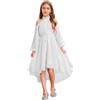 inhzoy Vestito Bambina Elegante Nozze Festa Damigella d'Onore Abito Lungo da Cerimonia Matrimonio Nozze Sposa Manica Lunga Vestito Principessa Comunione Battesimo Carnevale