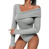 ORANDESIGNE Body in Maglia Waffle Donna Senza Spalline Elegante Una Spalla Maniche Lunga Collo Asimmetrico Bodysuit Blusa Camicie Tuta Jumpsuits Maglietta Tops
