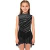 Aislor Vestito da Pattinaggio Artistico Bambina con Paillettes Body da Balletto Danza Classica Leotard Corpo con Gonna Tulle Abito da Ballo Lirico Contemporaneo