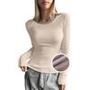 Onsoyours Maglia Termica in Pile Donna T-Shirt con Interno Felpato Tops Girocollo Manica Lunga Basic Aderente Maglietta Calda Intimo Termico Invernale Autunno