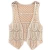 LCDIUDIU Gilet Da Donna,Gilet Da Donna All'Uncinetto Retr貌 Bianco Rombo Cavo A Forma Di U Senza Maniche Aperto Davanti Gilet Corto Scialle Cardigan Lavorato A Maglia Boho Hippie Gilet Camicetta Bikini Estiv