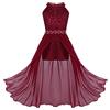 Freebily Vestito da Cerimonia Bambina Elegante Vestito da Principessa Chiffon Fiore Abiti da Sera Matrimonio Abito da Sposa Senza Maniche Damigella Matrimonio Compleanno