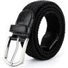 CSSHNL Cintura Uomo Tessuto Cintura elastica intrecciata da uomo, casual, da donna, in tela, con fibbia ad ardiglione, 3,3 cm x 110 cm x 130 cm, colore: Bianco e nero