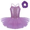 Aislor Abito tutù da Balletto Bambina Body Ballerina Danza Classica Paillettes Leotard Senza Manica Abito da Pattinaggio Artistico da Palcoscenico Dancewear